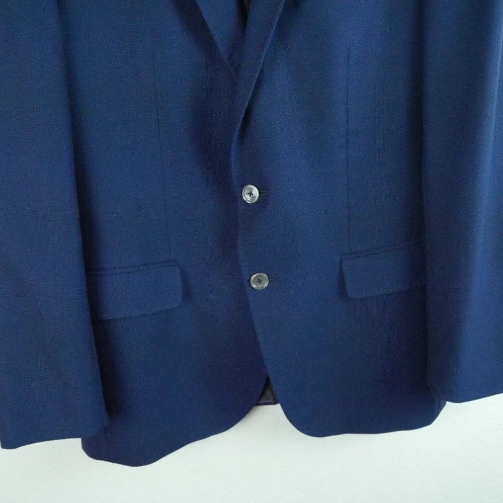 Hugo Boss Mens Blue Wool Stretch Hutson Blazer Jacket Lanificio Tesse Biella 42S